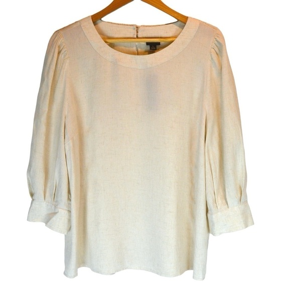 NWT Worthington Linen Blend Round Neck Relaxed Fit Pullover Blouse Large - Picture 1 of 9
